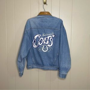 Pro elite denim and leather embroidered Indianapolis Colts jacket vintage
